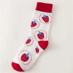 Women's Japanese Colorful Cartoon Mid Tube Socks Unisex Cute Funny Happy Heart Avocado Flamingo Red Lip Sokken Gift