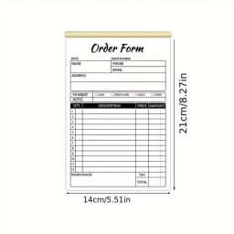 Sales Order Book, 2-Part Small Business Carbon-Free Sales Invoice Book, 5.5 X 8.3 Inches, Cardboard Receipt Book (Set of 50)
