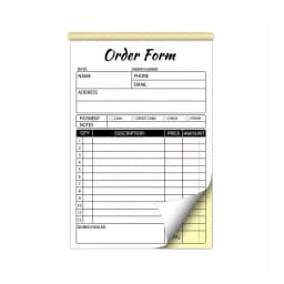 Sales Order Book, 2-Part Small Business Carbon-Free Sales Invoice Book, 5.5 X 8.3 Inches, Cardboard Receipt Book (Set of 50)