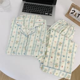 Print Rabbits Cute Kawaii Pajamas Sets for Women Autumn Soft Pijama Sets Sleepwear Long Sleeve Pant Set Female Pyjamas Home Suit