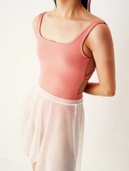 Women Ballet Leotards Trumpet Sleeve Dance Leotard Stand Collar Pleated Mesh Splice Gymnastics Leotard Women Ballet Bodysuit