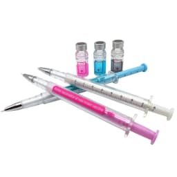30Pcs Syringe Gel Pen Simulation Eliminates Virus Injection Syringe Shape Black Ink Signature Pen Vaccine Pen
