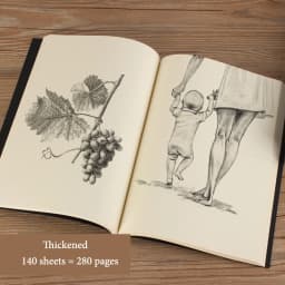 B5 Notebook,Sketchbook 140 Thickened Pages Black Cardboard Cover Blank Inner Pages For Quality Fine Art Painting And Doodle
