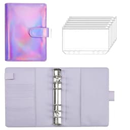 2024 Laser Budget Binder Zipper Envelopes Organizer Cash Envelopes for Budgeting Saving Money A6 Planner 6 Pockets Accessories