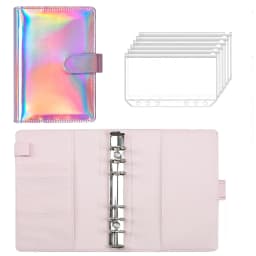 2024 Laser Budget Binder Zipper Envelopes Organizer Cash Envelopes for Budgeting Saving Money A6 Planner 6 Pockets Accessories