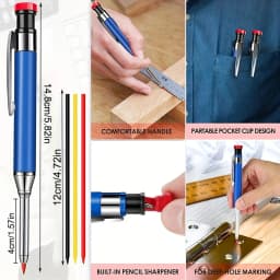 2.8mm Metal Solid Carpenter Mechanical Pencil With Holder Deep Hole Mechanical Marker Stand Pocket Clip Pencil Tool Woodworker