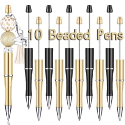 10Pcs Plastic Beadable Pens Bead Pens for DIY Making Kit for Pens Beaded Pens for Office School Kids Students Nurse