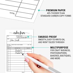 1 Receipt Book, Carbonless Paper - Sales Order, Small Business Invoice Book - (50 Each White/Yellow)