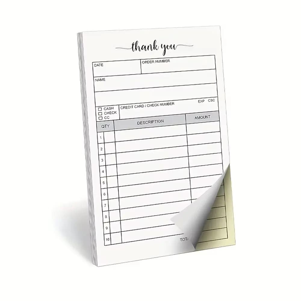 1 Receipt Book, Carbonless Paper - Sales Order, Small Business Invoice Book - (50 Each White/Yellow)