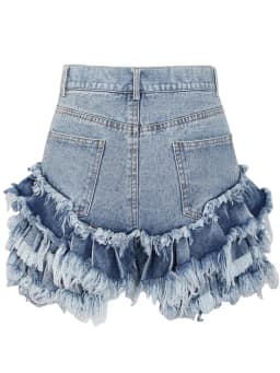 TWOTWINSTYLE Streetwear Short Pants For Women High Waist Solid Patchwork Raw Hem Denim Shorts Female Summer Clothing Fashion New