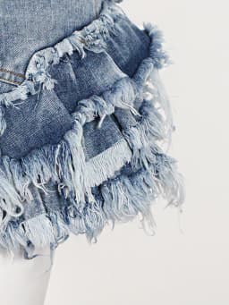 TWOTWINSTYLE Streetwear Short Pants For Women High Waist Solid Patchwork Raw Hem Denim Shorts Female Summer Clothing Fashion New
