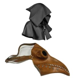Halloween Costume Human Bird Beak Mask Plague Doctor Mask and Cape Set Role Play Costume Steampunk Photo Prop Gift