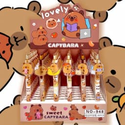 6Pcs/Lot Cartoon Capybara Gel 0.5mm Gel Pen Ink Signature Pen Ballpoint Pen School Office Stationery Kids Gift