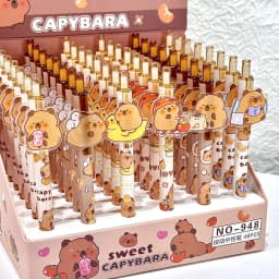 6Pcs/Lot Cartoon Capybara Gel 0.5mm Gel Pen Ink Signature Pen Ballpoint Pen School Office Stationery Kids Gift