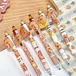 6Pcs/Lot Cartoon Capybara Gel 0.5mm Gel Pen Ink Signature Pen Ballpoint Pen School Office Stationery Kids Gift