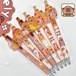 6Pcs/Lot Cartoon Capybara Gel 0.5mm Gel Pen Ink Signature Pen Ballpoint Pen School Office Stationery Kids Gift