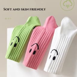 Women Socks Smiling Face Designer Sock Women Solid Dopamine Funny Socks Japan/Korean Sock Couple Mid-tube Sock Sport Casual Sock