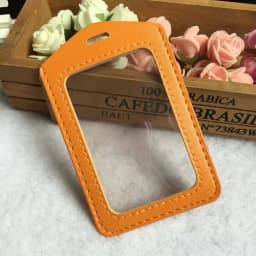 Id Pu Leather Card Holders Badge Case Clear With Color Border And Lanyard Holes Men Women Business Card Holder