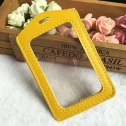 Id Pu Leather Card Holders Badge Case Clear With Color Border And Lanyard Holes Men Women Business Card Holder