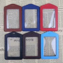 Id Pu Leather Card Holders Badge Case Clear With Color Border And Lanyard Holes Men Women Business Card Holder