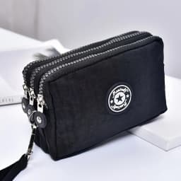 Three-layer Zipper Short Mobile Phone Bag Fashion Hand Makeup WOMEN'S Bag Portable Change Waterproof Multi-layer Pocket Bag