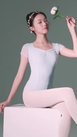 Black Ballet Leotard for Women Short Sleeve Dance Bodysuit Soft Mesh Splicing Gymnastic Outfits Breathable Ballerina Wear