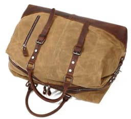 WaterProof Waxed Canvas Leather Men Travel Bag Hand Luggage Bag Carry On Large Tote Vintage Men Duffle Weekend Bag Big Overnight