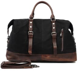 WaterProof Waxed Canvas Leather Men Travel Bag Hand Luggage Bag Carry On Large Tote Vintage Men Duffle Weekend Bag Big Overnight