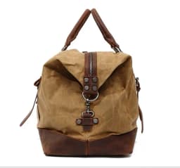 WaterProof Waxed Canvas Leather Men Travel Bag Hand Luggage Bag Carry On Large Tote Vintage Men Duffle Weekend Bag Big Overnight
