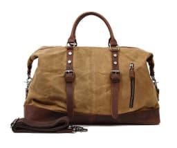 WaterProof Waxed Canvas Leather Men Travel Bag Hand Luggage Bag Carry On Large Tote Vintage Men Duffle Weekend Bag Big Overnight