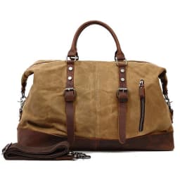 WaterProof Waxed Canvas Leather Men Travel Bag Hand Luggage Bag Carry On Large Tote Vintage Men Duffle Weekend Bag Big Overnight
