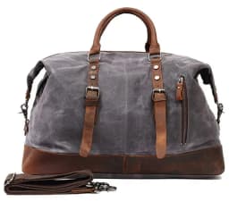 WaterProof Waxed Canvas Leather Men Travel Bag Hand Luggage Bag Carry On Large Tote Vintage Men Duffle Weekend Bag Big Overnight