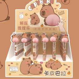 6Pcs/Set Kawaii Capybara Cartoon Butt Mechanical Gel Pens 0.5mm Cute Ballpoint Pen Korean Stationery Press Pens Kids Toys Gift