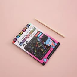 1 Set Rainbow Scratch Paper Art Book DIY Art Paper Card Neon Scratch Book with Wood Stick for Children to Learn Painting