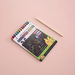 1 Set Rainbow Scratch Paper Art Book DIY Art Paper Card Neon Scratch Book with Wood Stick for Children to Learn Painting