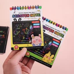 1 Set Rainbow Scratch Paper Art Book DIY Art Paper Card Neon Scratch Book with Wood Stick for Children to Learn Painting