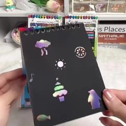 1 Set Rainbow Scratch Paper Art Book DIY Art Paper Card Neon Scratch Book with Wood Stick for Children to Learn Painting