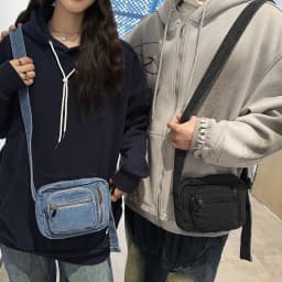 Classic Denim Multi Pocket Casual Small Shoulder Bag With Adjustable Shoulder Straps Zero Wallet Solid Color Fun Crossbody Bag