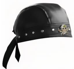 Black Leather Skull Bandana Motorcycle Helmet – Edgy Halloween Gift for Urban Biker Cosplay