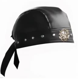 Black Leather Skull Bandana Motorcycle Helmet – Edgy Halloween Gift for Urban Biker Cosplay