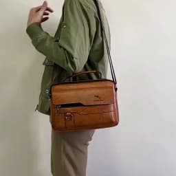 Luxury Kangaroo Brand Messenger Bags Men Leather Casual Crossbody Bag For Men Brown Black Business Shoulder Bag Male Handbag
