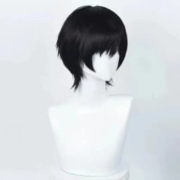 Anime Cosplay Wig 35cm Short Black Heat Resistant Synthetic Hair Man Party Wigs