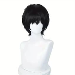 Anime Cosplay Wig 35cm Short Black Heat Resistant Synthetic Hair Man Party Wigs
