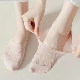 5Pairs Women Invisible Boat Mesh Socks Summer Silicone Non-slip Breathable Comfortable Mesh Sock Low Cut Female Ultra-thin Sox
