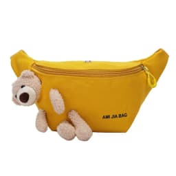 New Women's Cute Bear Waist Bag Canvas Belt Bags Designer Crossbody Chest Bag Female Solid Fanny Pack Banana Hip Purse