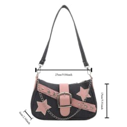 Y2k Fashion Women's Handbags Stars Pattern Cool Girls Underarm Bag Fashion Female Small Shoulder Bags Chain Tote Purses