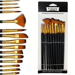 12/24pcs Professional Artist Painting Brush Oil Painting Watercolor Set For Oil, Acrylic, Canvas, Gouache,Includes Fine Detail