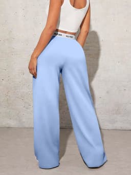 Women's Wide Leg Pants Casual Loose Fit Letter Printed Sweatpants Fashion Drag Trousers