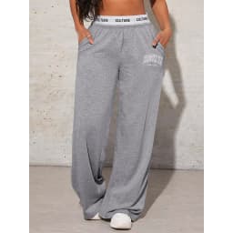 Women's Wide Leg Pants Casual Loose Fit Letter Printed Sweatpants Fashion Drag Trousers