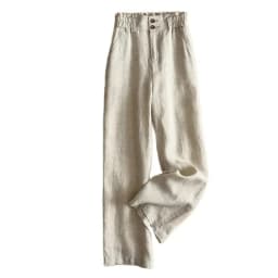 Linen Solid Casual Basic Elastic High Waist Wide Leg Loose Women's Pants Ankle-Length Pants For Women Clothing Fashion 2024